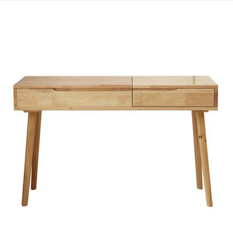 Scandinavian Wood Dressing Table Mirrored Makeup Vanity Stool Set