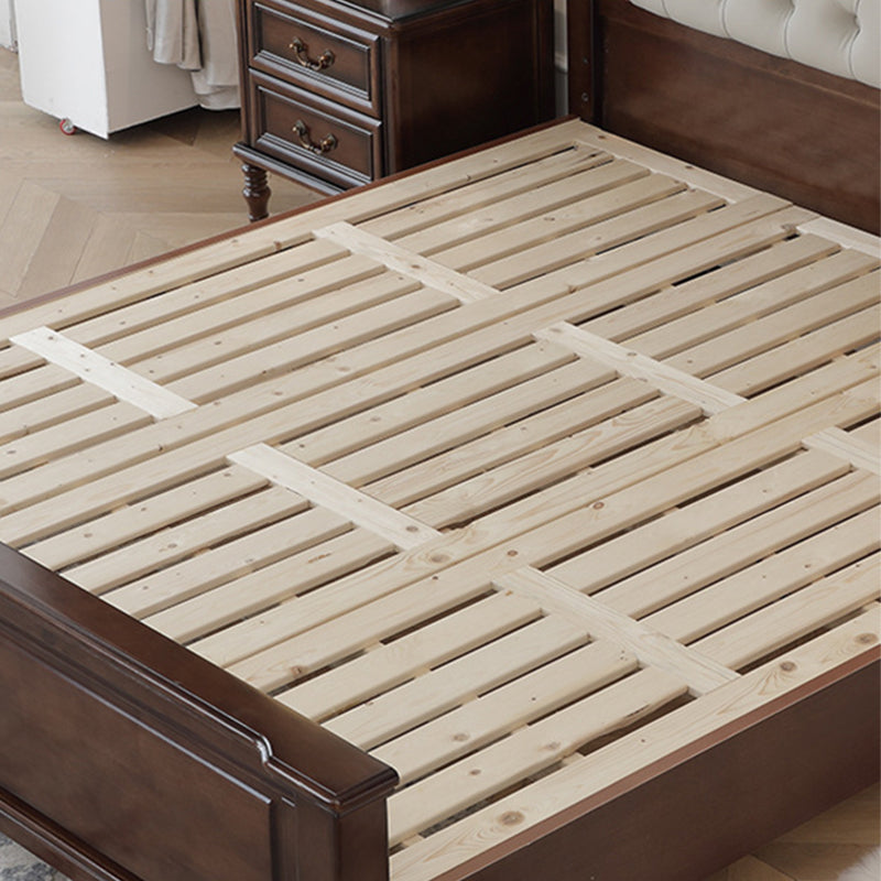 Tufted Upholstered Standard Bed Solid Wood King Bed in Brown of 72.8" H