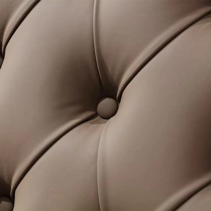 Tufted Upholstered Standard Bed Solid Wood King Bed in Brown of 72.8" H