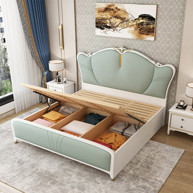 Upholstered Green Bed Frame Victorian Solid Wood Queen/King Bed