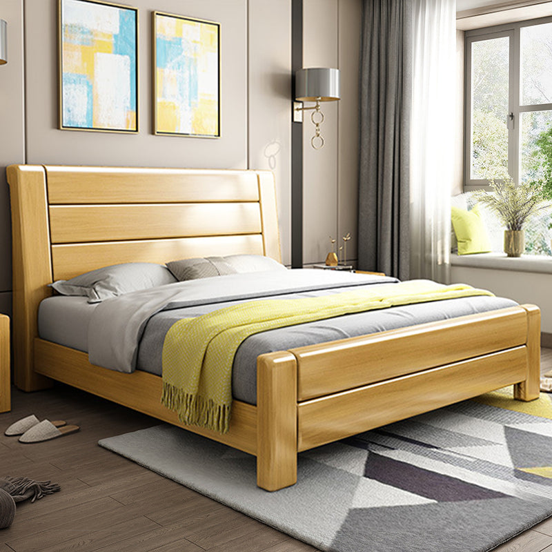 84.65-inch Wide Traditional Bed Frame Pine Wood Bed with Headboard