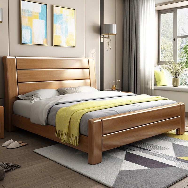 84.65-inch Wide Traditional Bed Frame Pine Wood Bed with Headboard