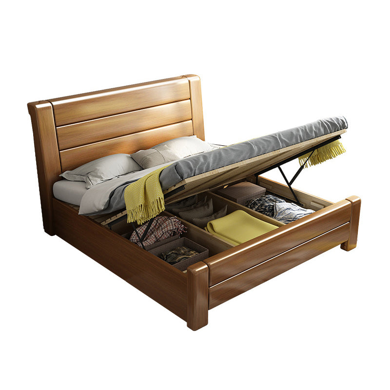 84.65-inch Wide Traditional Bed Frame Pine Wood Bed with Headboard