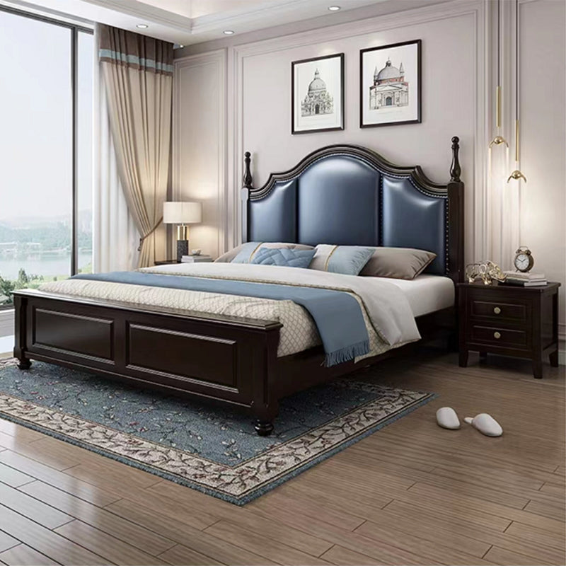 Victorian Style Solid Wood Bed 55.1" H Camelback Headboard Bed Frame with Mattress