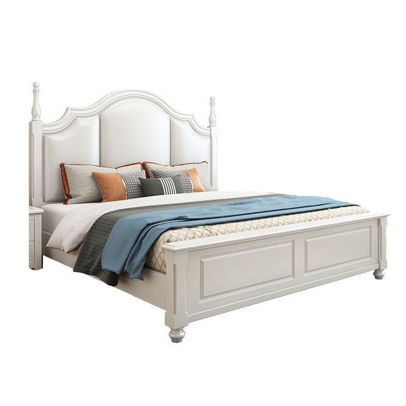 Victorian Style Solid Wood Bed 55.1" H Camelback Headboard Bed Frame with Mattress