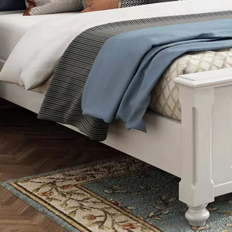 Victorian Style Solid Wood Bed 55.1" H Camelback Headboard Bed Frame with Mattress