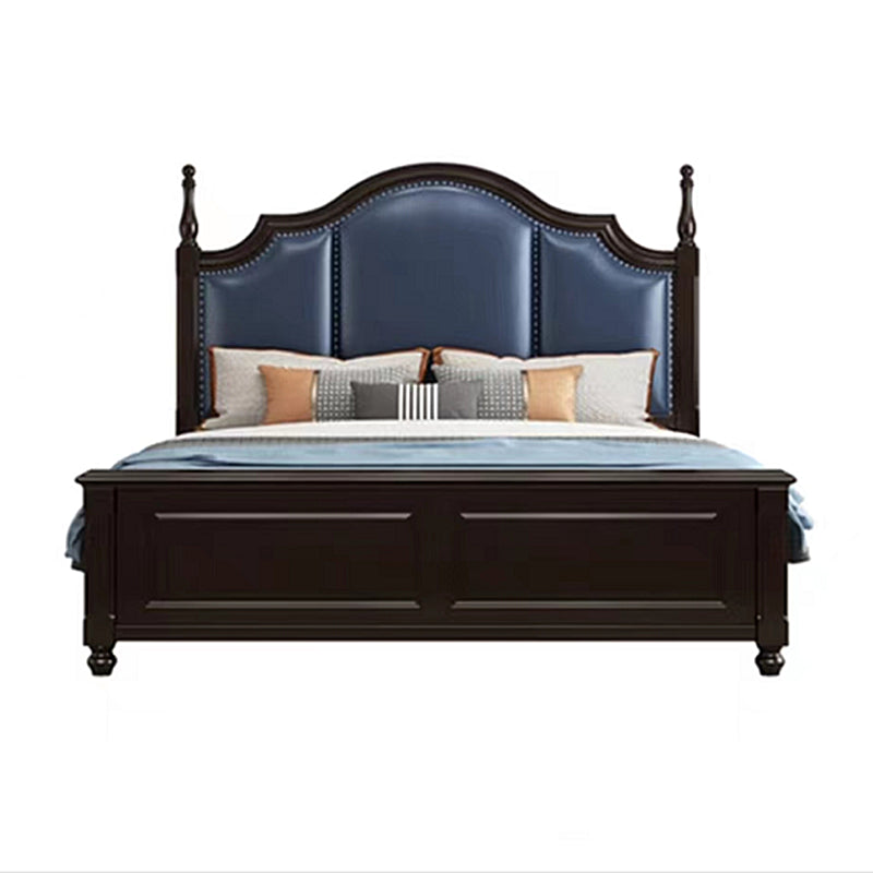 Victorian Style Solid Wood Bed 55.1" H Camelback Headboard Bed Frame with Mattress