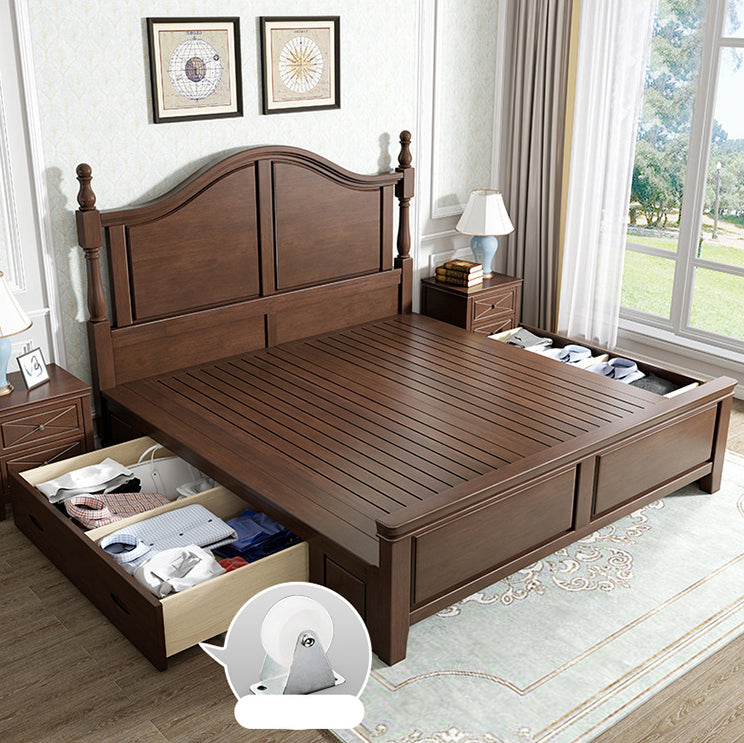 84.65 inch Wide Rustic Bed Frame Rubberwood Bed with Headboard