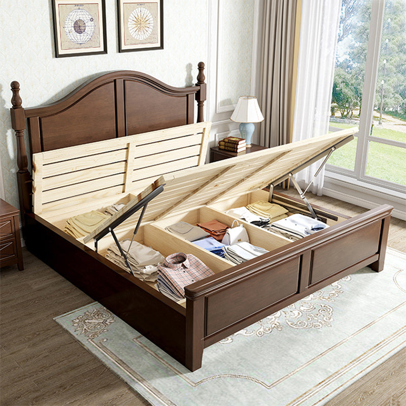 84.65 inch Wide Rustic Bed Frame Rubberwood Bed with Headboard