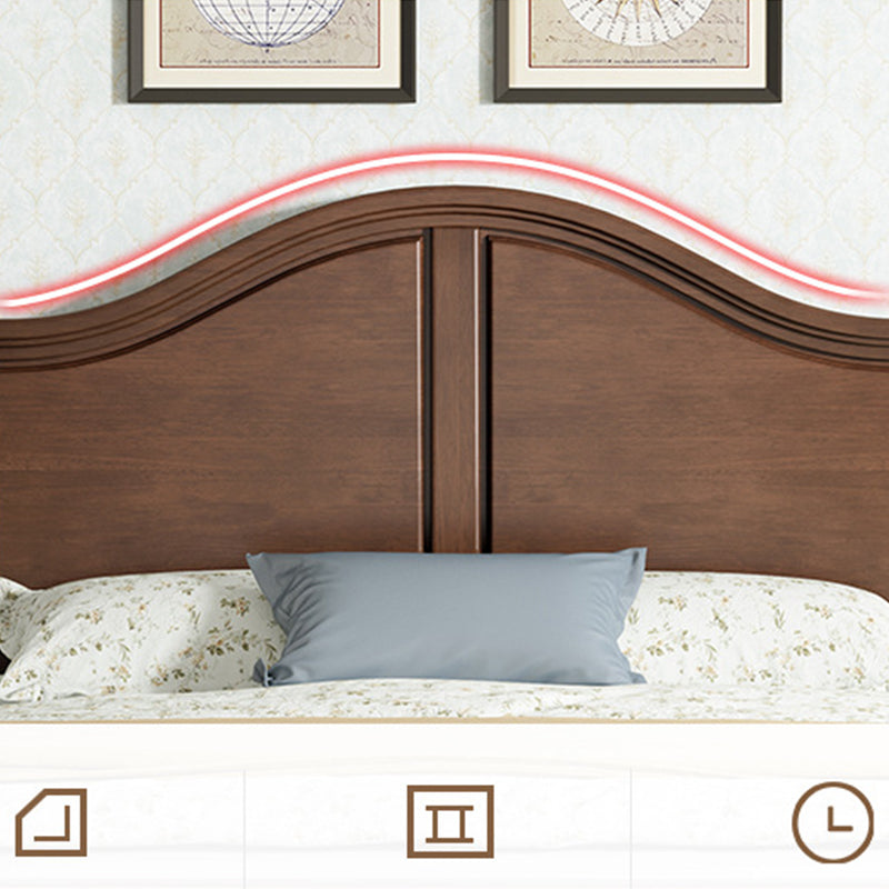 84.65 inch Wide Rustic Bed Frame Rubberwood Bed with Headboard