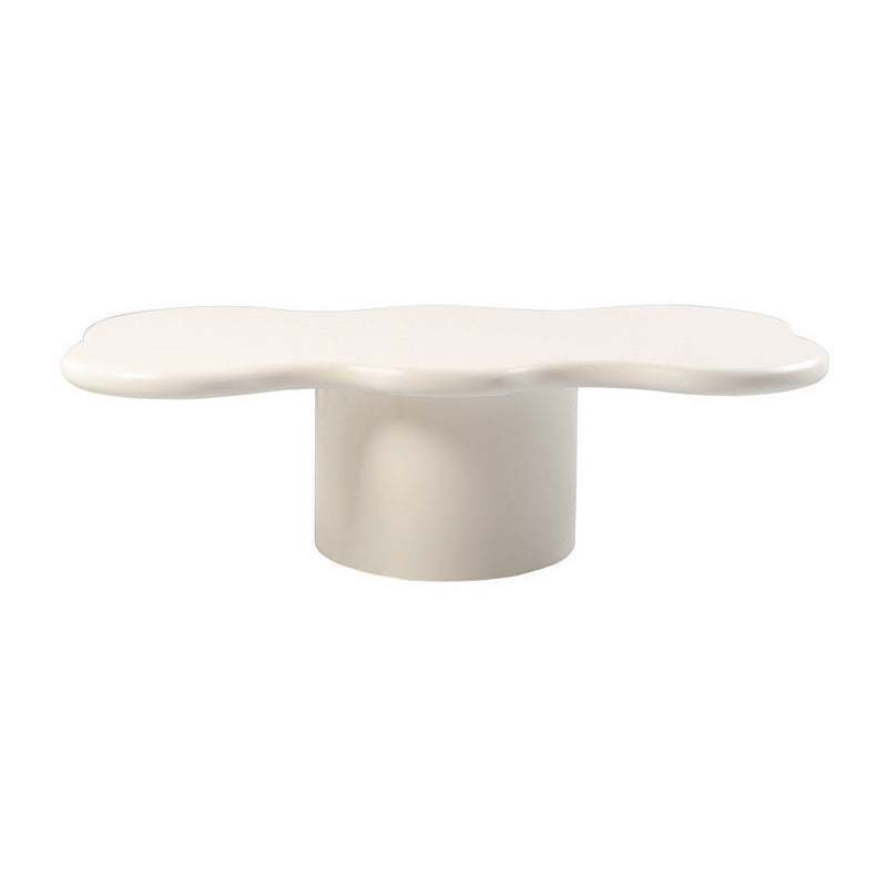 Scandinavian Free Form Coffee Table with Wooden Base in White