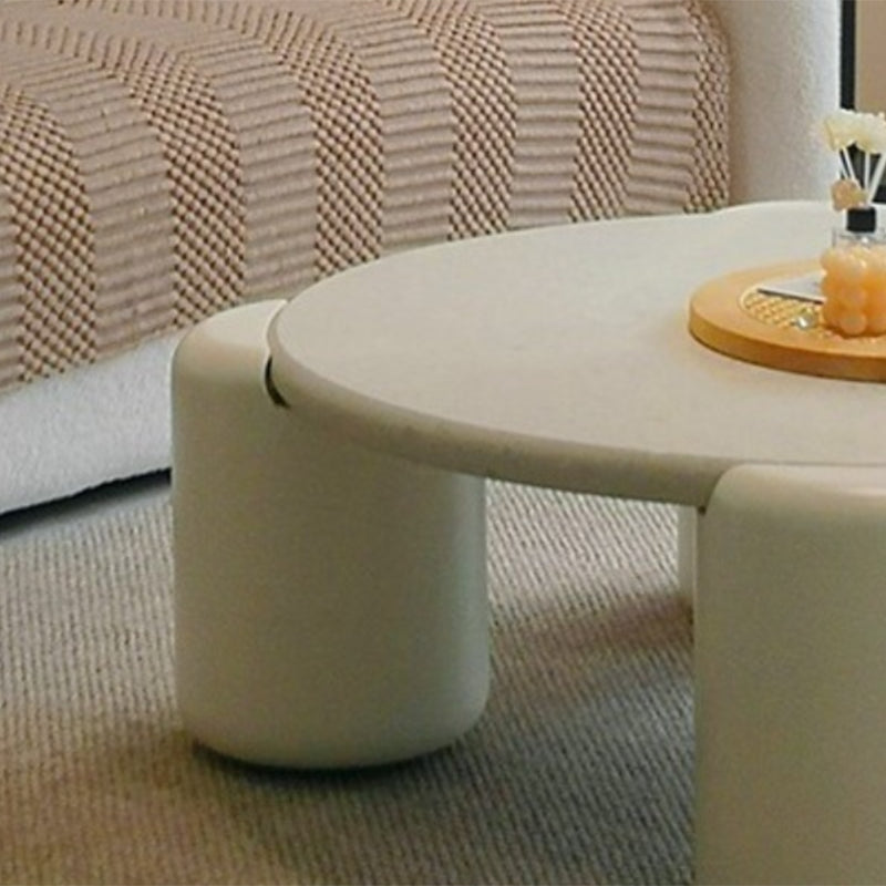 Contemporary White Round Wooden Coffee Table with 4 Legs Cocktail Table