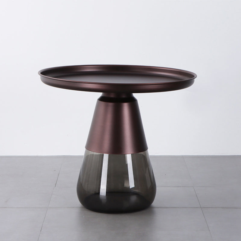 Mid-Century Modern Coffee Table Metal Tray Top Round Single Coffee Table