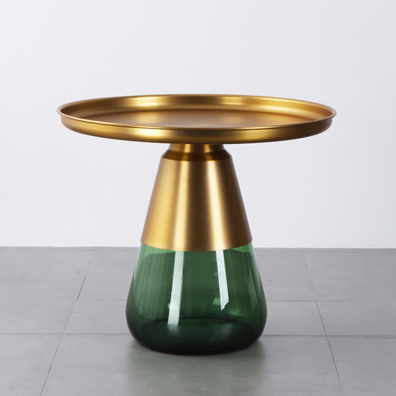 Mid-Century Modern Coffee Table Metal Tray Top Round Single Coffee Table