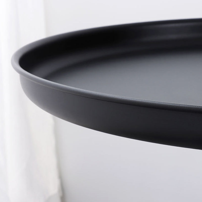 Mid-Century Modern Coffee Table Metal Tray Top Round Single Coffee Table