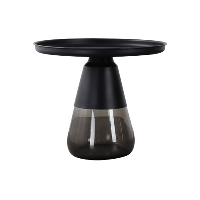 Mid-Century Modern Coffee Table Metal Tray Top Round Single Coffee Table