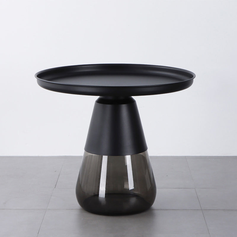 Mid-Century Modern Coffee Table Metal Tray Top Round Single Coffee Table