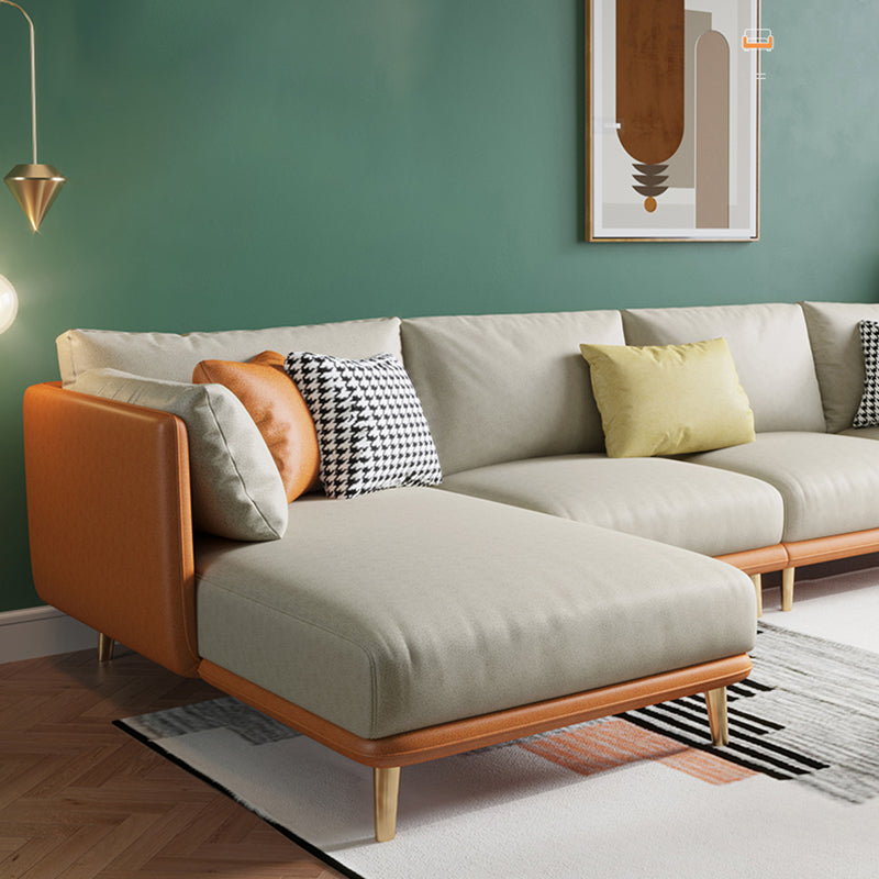 34.25 " H Faux Leather Square Arm Sofa & Chaise for Living Room