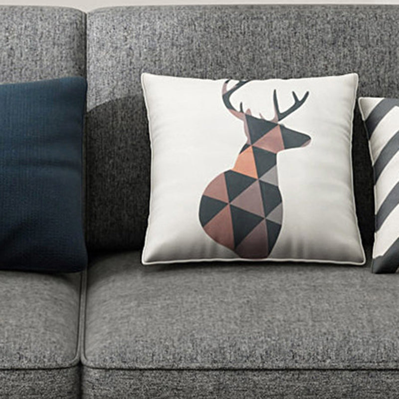 Contemporary 37.8 " H Grey Cotton Blend Square Arm Sofa & Chaise