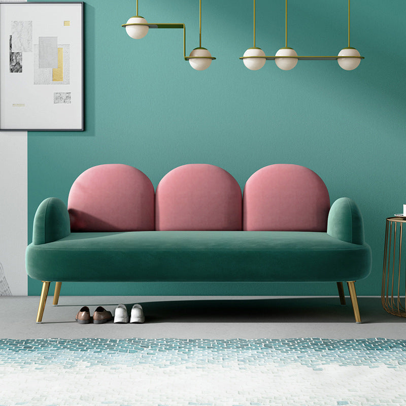Contemporary Round Arm Sofa Tight BackCamel Back Standard Sofa