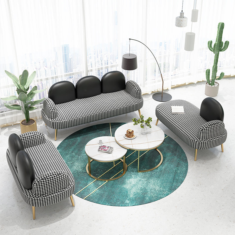 Contemporary Round Arm Sofa Tight BackCamel Back Standard Sofa