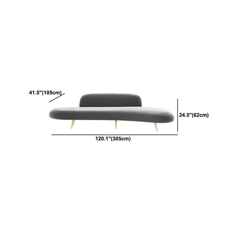 Contemporary Tight Back Armless Settee Fabric Curved Settee with Hair Pin Legs
