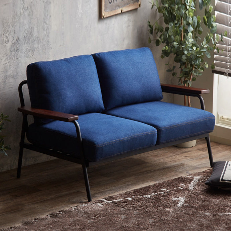 Contemporary Square Arm Sofa 2-seater Standard Sofa with 2 Pillows