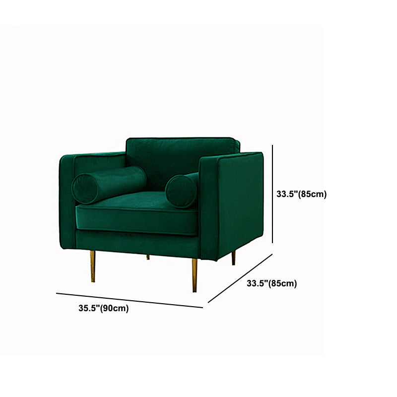 Tuxedo Arm Sofa Modern Style Green Velvet Sofa with Metal Legs