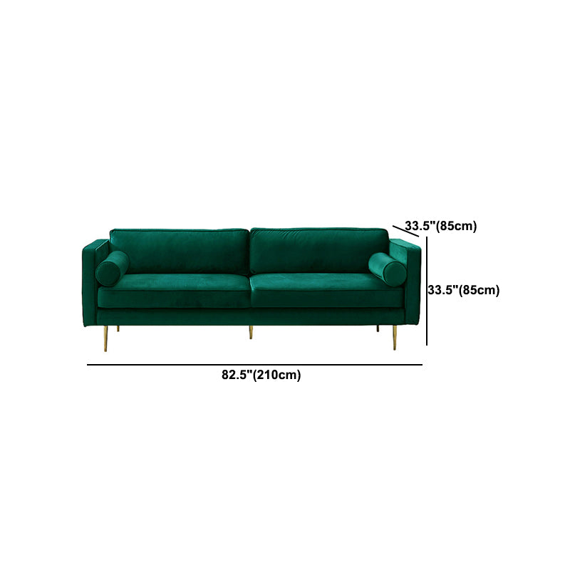 Tuxedo Arm Sofa Modern Style Green Velvet Sofa with Metal Legs