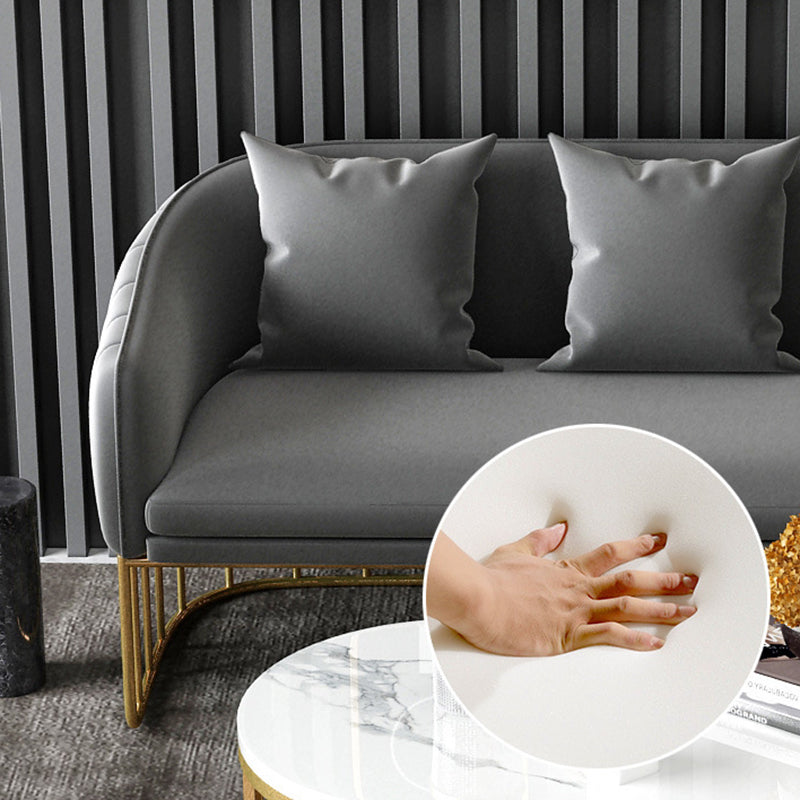 Blue/Gray Velvet Sofa Modernism Tuxedo Arm Sofa with Pillows