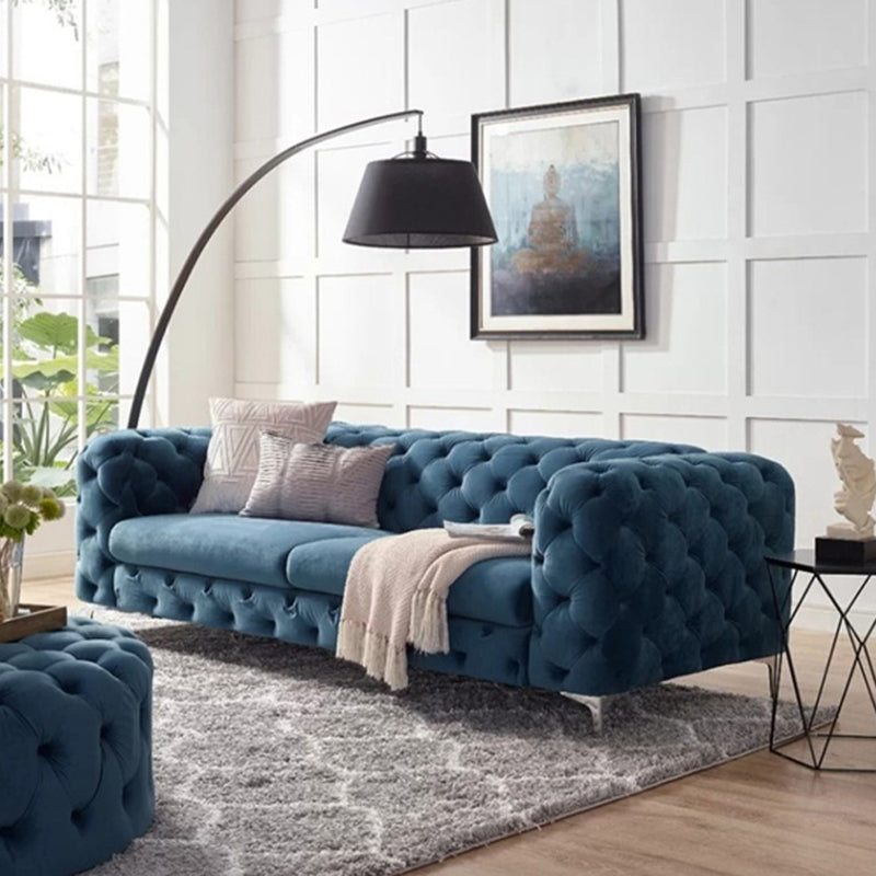 Contemporary Tufted Back Sofa 2/3-Seat Tuxedo Arm with Metal Legs