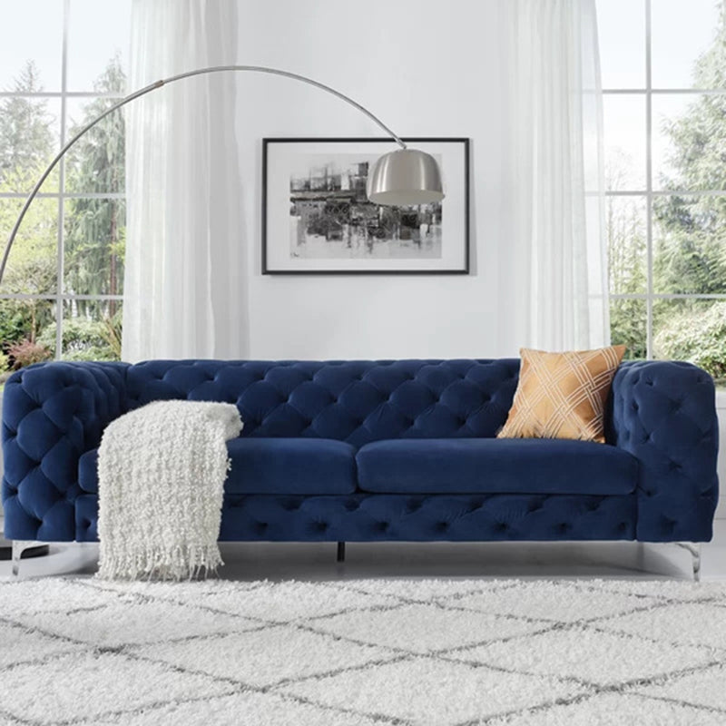 Contemporary Tufted Back Sofa 2/3-Seat Tuxedo Arm with Metal Legs