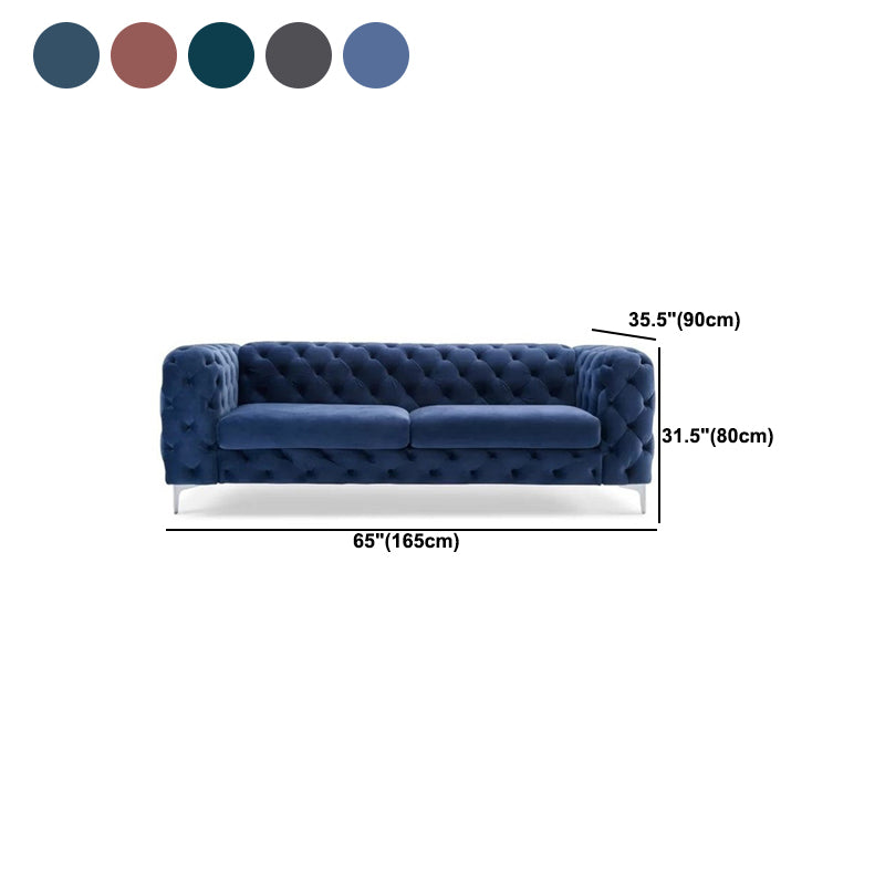 Contemporary Tufted Back Sofa 2/3-Seat Tuxedo Arm with Metal Legs