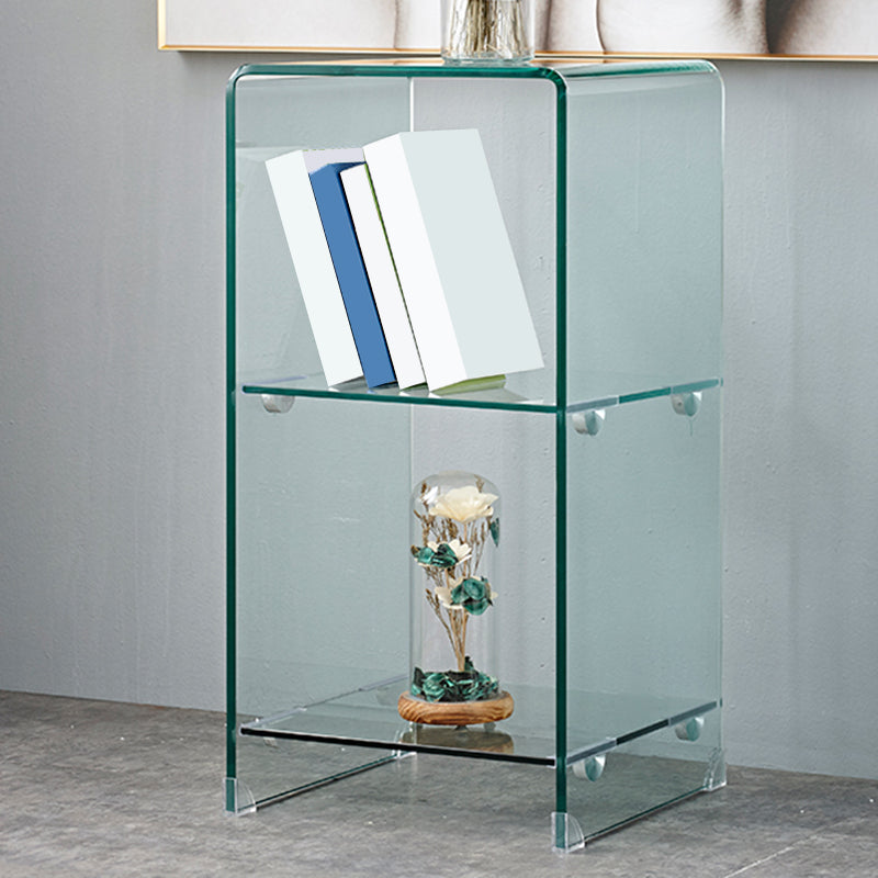 Modern Glass Square Side End Table Sled Corner Table for Living Room