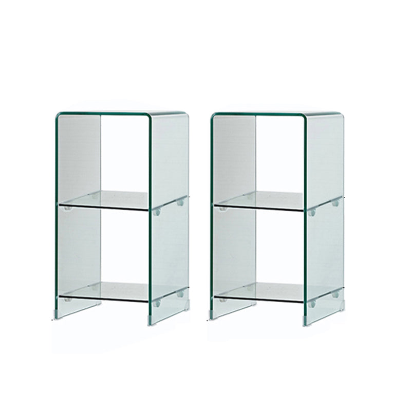 Modern Glass Square Side End Table Sled Corner Table for Living Room