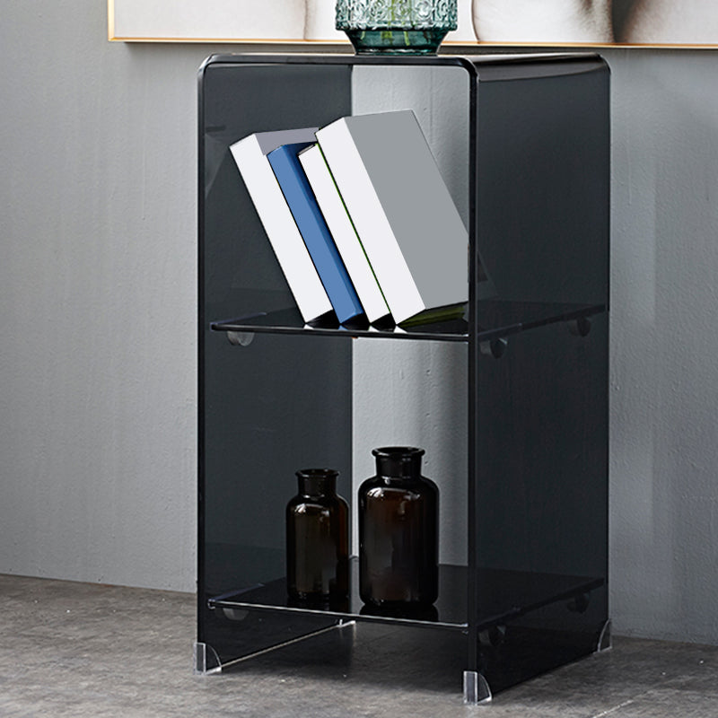 Modern Glass Square Side End Table Sled Corner Table for Living Room
