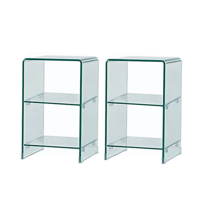 Modern Glass Square Side End Table Sled Corner Table for Living Room