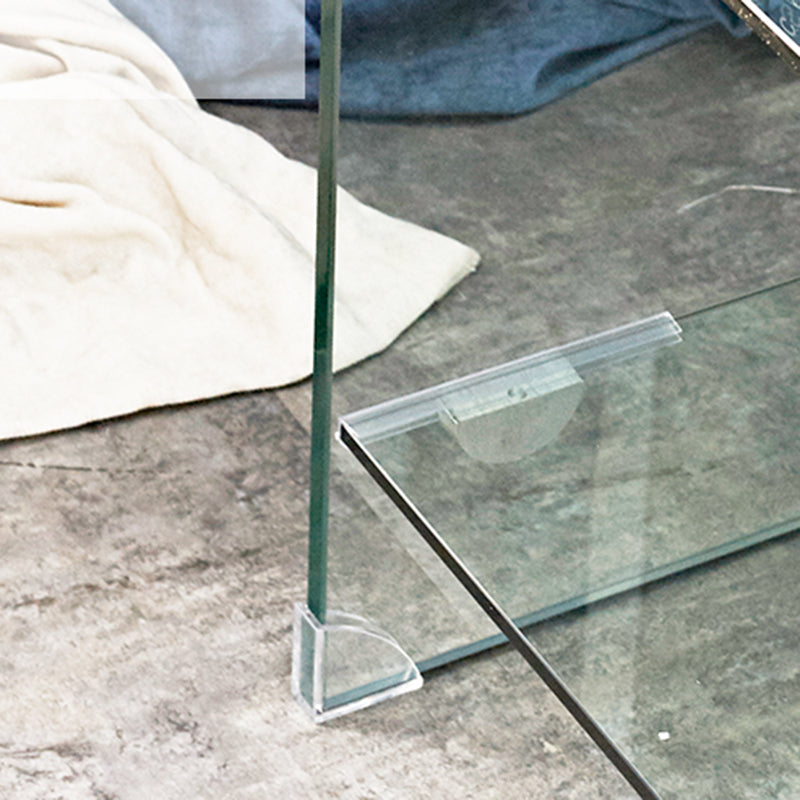 Modern Glass Square Side End Table Sled Corner Table for Living Room