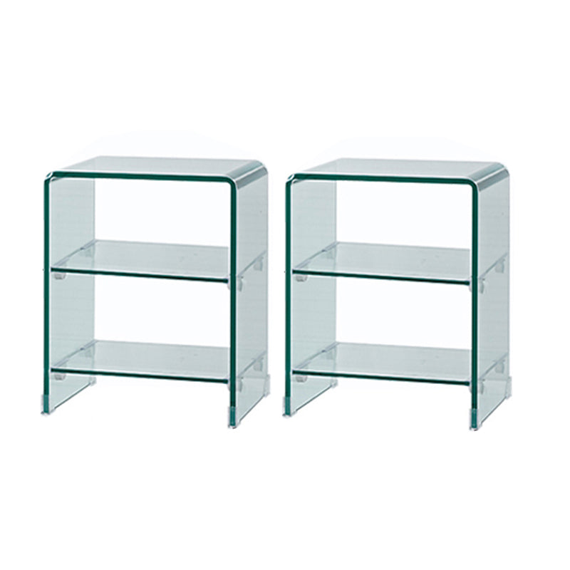 Modern Glass Square Side End Table Sled Corner Table for Living Room