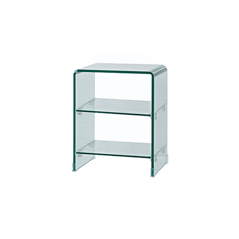 Modern Glass Square Side End Table Sled Corner Table for Living Room