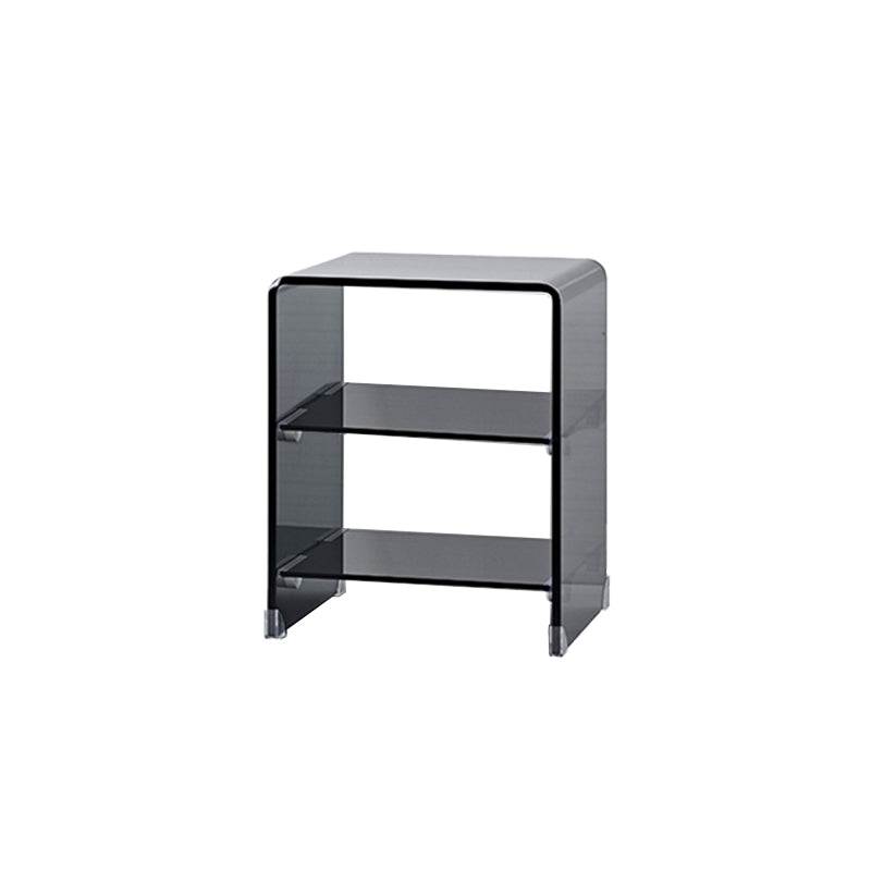 Modern Glass Square Side End Table Sled Corner Table for Living Room