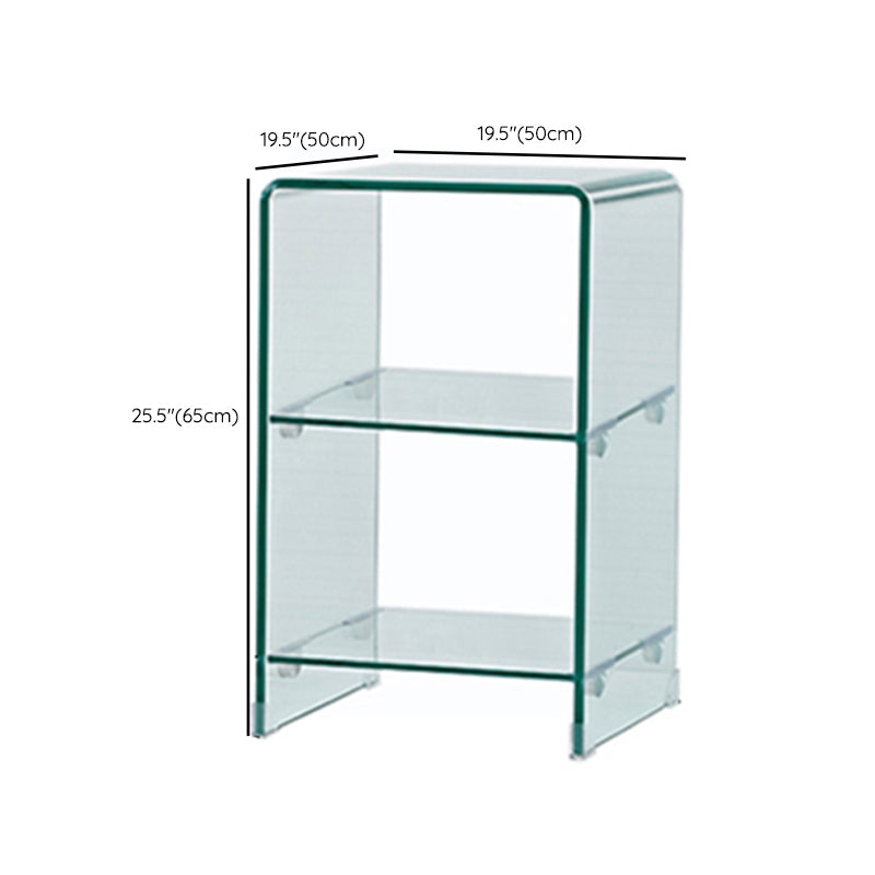 Modern Glass Square Side End Table Sled Corner Table for Living Room
