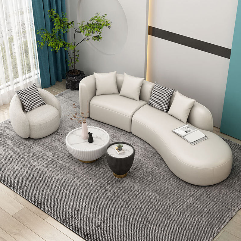 Contemporary Curved Seating Tight Back Tuxedo Arm Sofa for Living Room