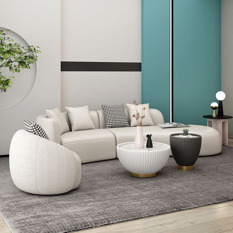 Contemporary Curved Seating Tight Back Tuxedo Arm Sofa for Living Room