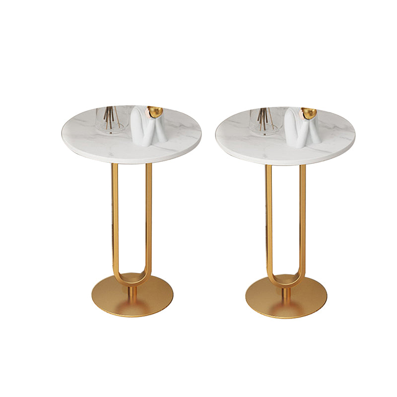 21.65" Tall Pedestal Side Table Modern Style Round Stone Top End Table