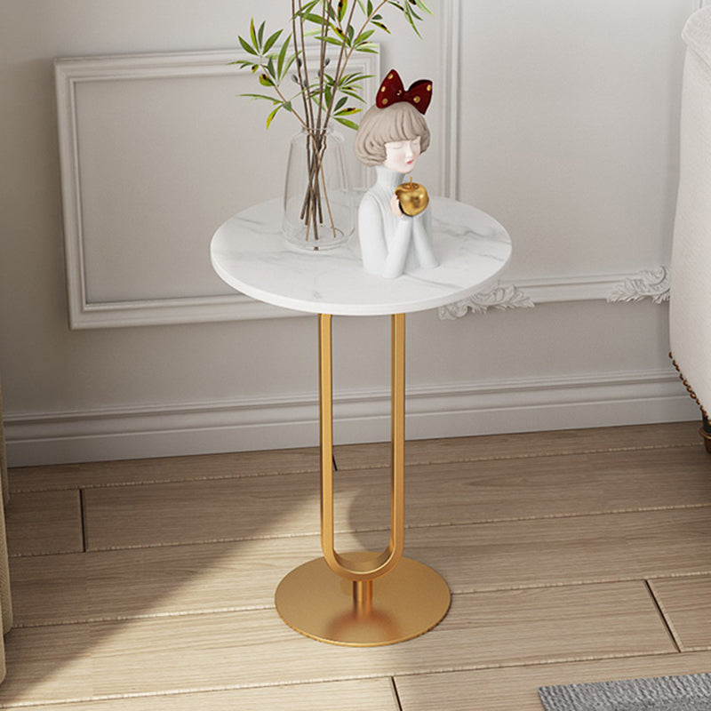 21.65" Tall Pedestal Side Table Modern Style Round Stone Top End Table