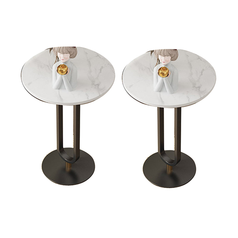 21.65" Tall Pedestal Side Table Modern Style Round Stone Top End Table
