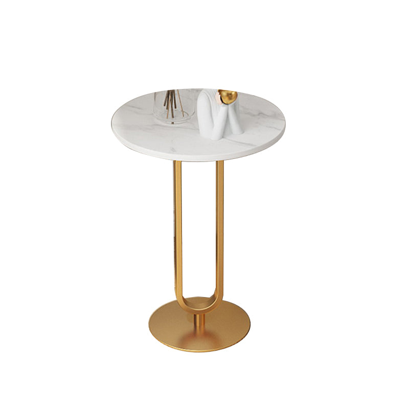 21.65" Tall Pedestal Side Table Modern Style Round Stone Top End Table