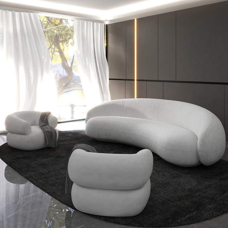 Contemporary Tight Back Curved Seating Sloped Arm Sofa for Living Room
