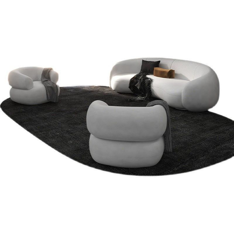 Contemporary Tight Back Curved Seating Sloped Arm Sofa for Living Room